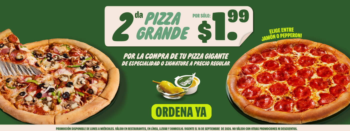 2da pizza a $1.99
